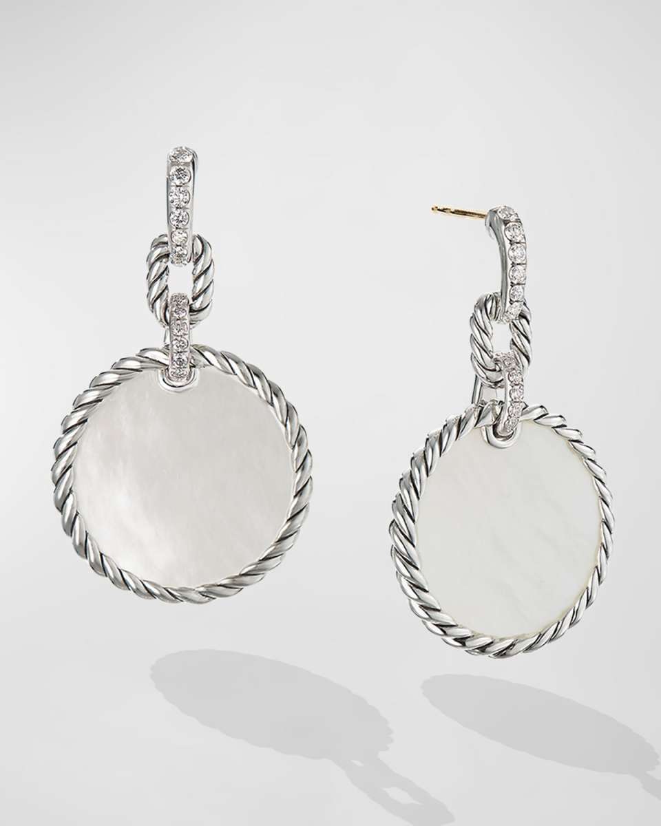 DY Elements Drop Earrings with Gemstones Diamonds in Silver, 19mm